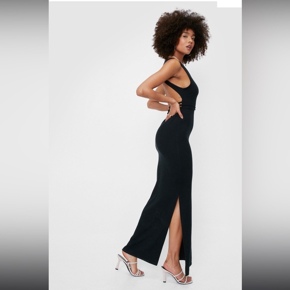 Nasty Gal scoop neck backless tie maxi dress sz 8 NWT - Picture 4 of 14